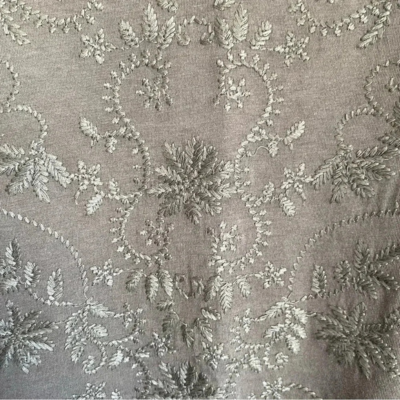 J. Jill Olive Embroidered 3/4 Length Sleeve Top Size Large Petite - Picture 3 of 5